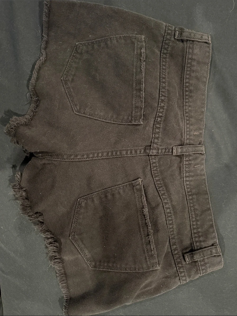 Free People Black Distressed Ankle-Length Denim Shorts